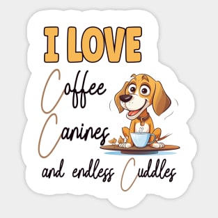 I Love Coffee Canines and Cuddles Beagle Owner Funny Sticker